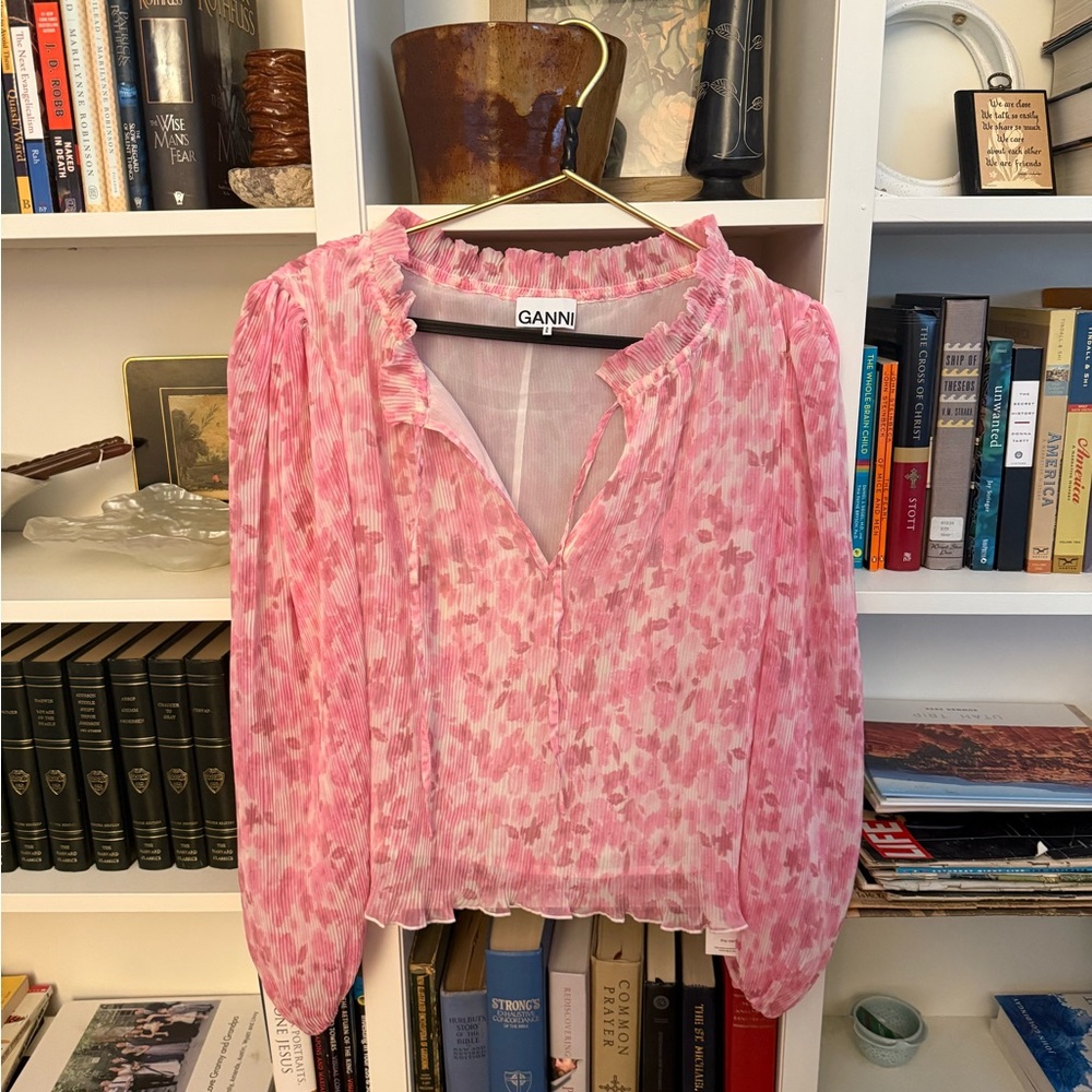 Ganni Pink Patterned Blouse